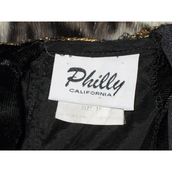 PHILLY CALIFORNIA 4 6 Black Gold Velvet 80s Dress - Picture 6 of 9